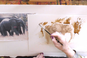 On Safari : Elephant in Watercolour - Preview